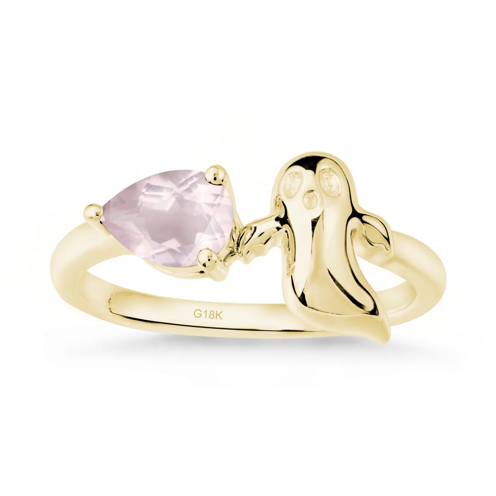 Halloween Ghost Rose Quartz Ring - LUO Jewelry #metal_18k yellow gold