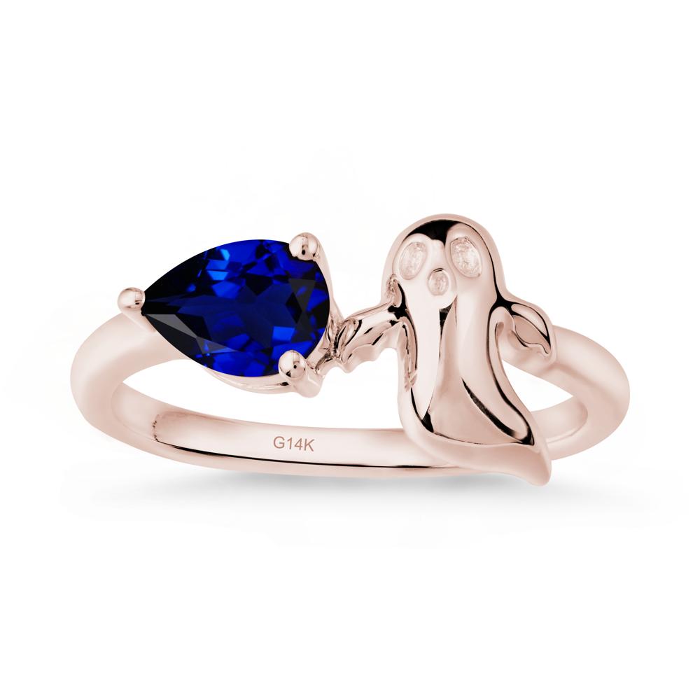 Pear Shapped Sapphire Gothic Ring - LUO Jewelry #metal_14k rose gold