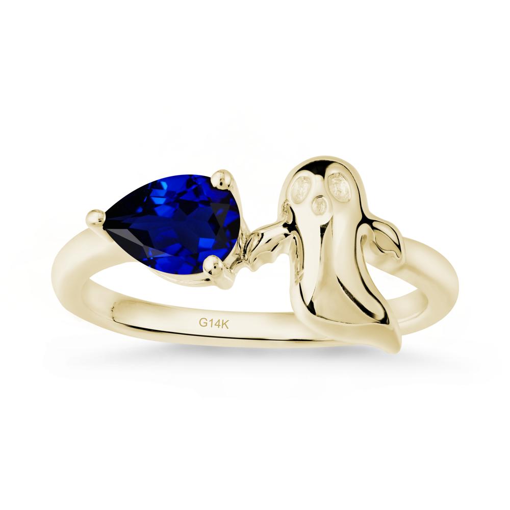 Pear Shapped Sapphire Gothic Ring - LUO Jewelry #metal_14k yellow gold