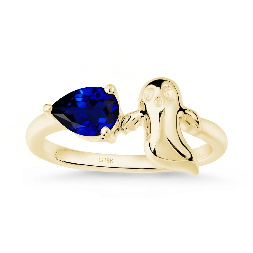 Pear Shapped Sapphire Gothic Ring - LUO Jewelry #metal_18k yellow gold