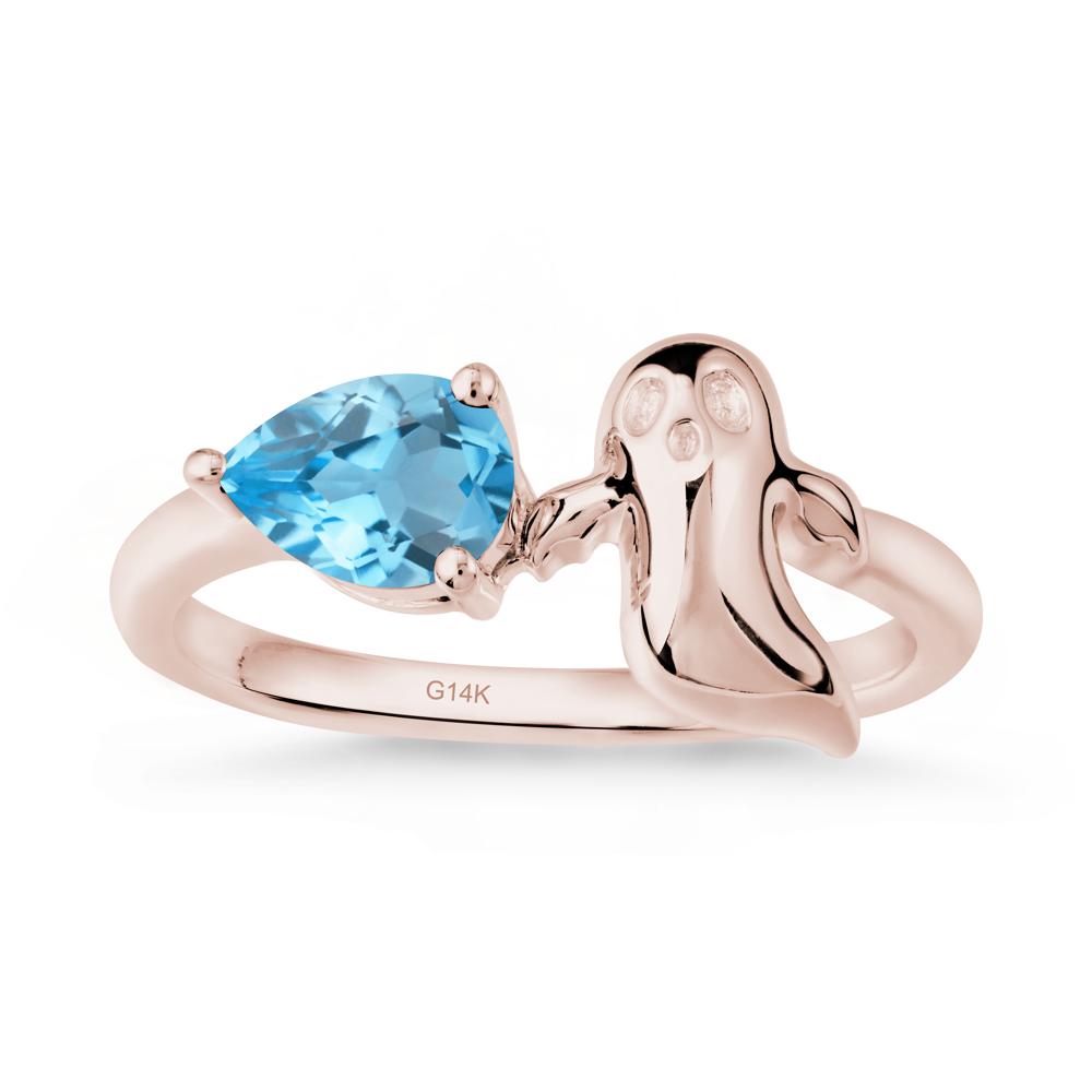 Gothic Ghost Swiss Blue Topaz Ring - LUO Jewelry #metal_14k rose gold