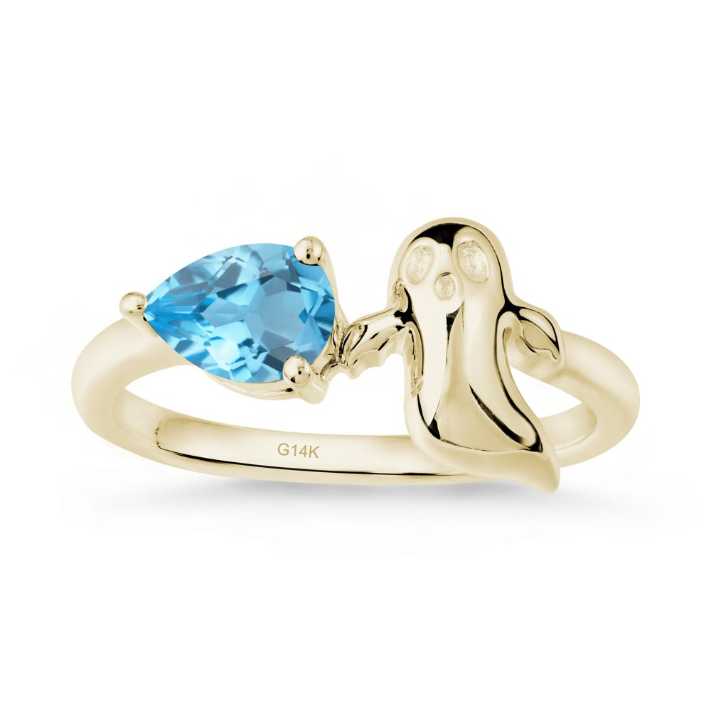 Gothic Ghost Swiss Blue Topaz Ring - LUO Jewelry #metal_14k yellow gold