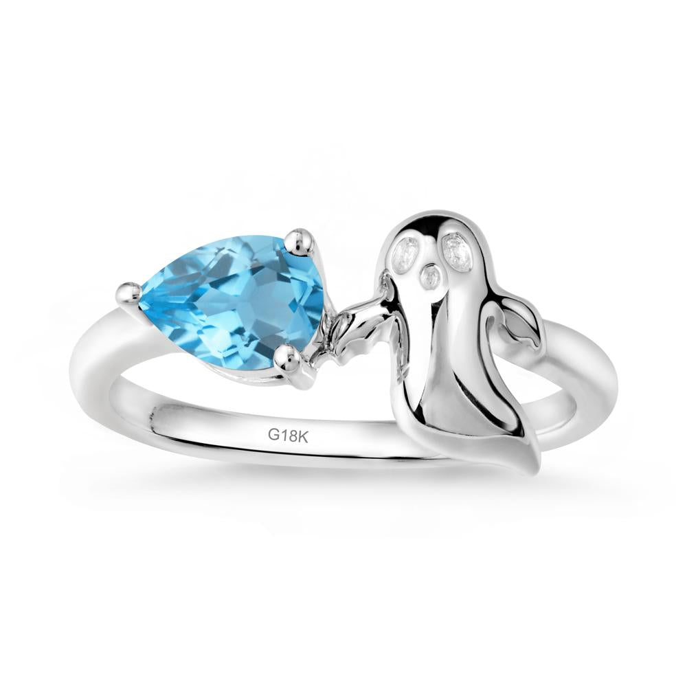Gothic Ghost Swiss Blue Topaz Ring - LUO Jewelry #metal_18k white gold