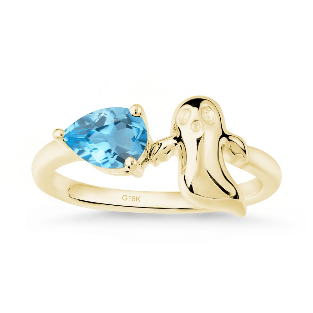 Gothic Ghost Swiss Blue Topaz Ring - LUO Jewelry #metal_18k yellow gold