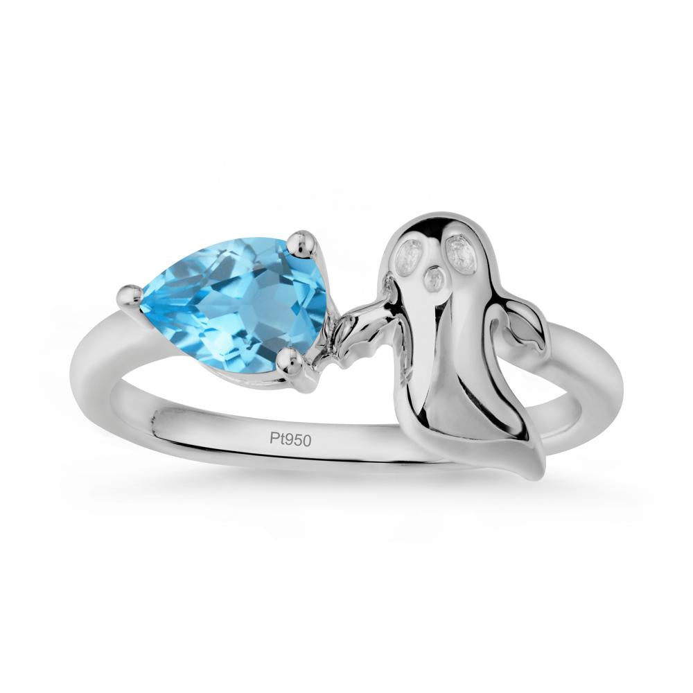 Gothic Ghost Swiss Blue Topaz Ring - LUO Jewelry #metal_platinum