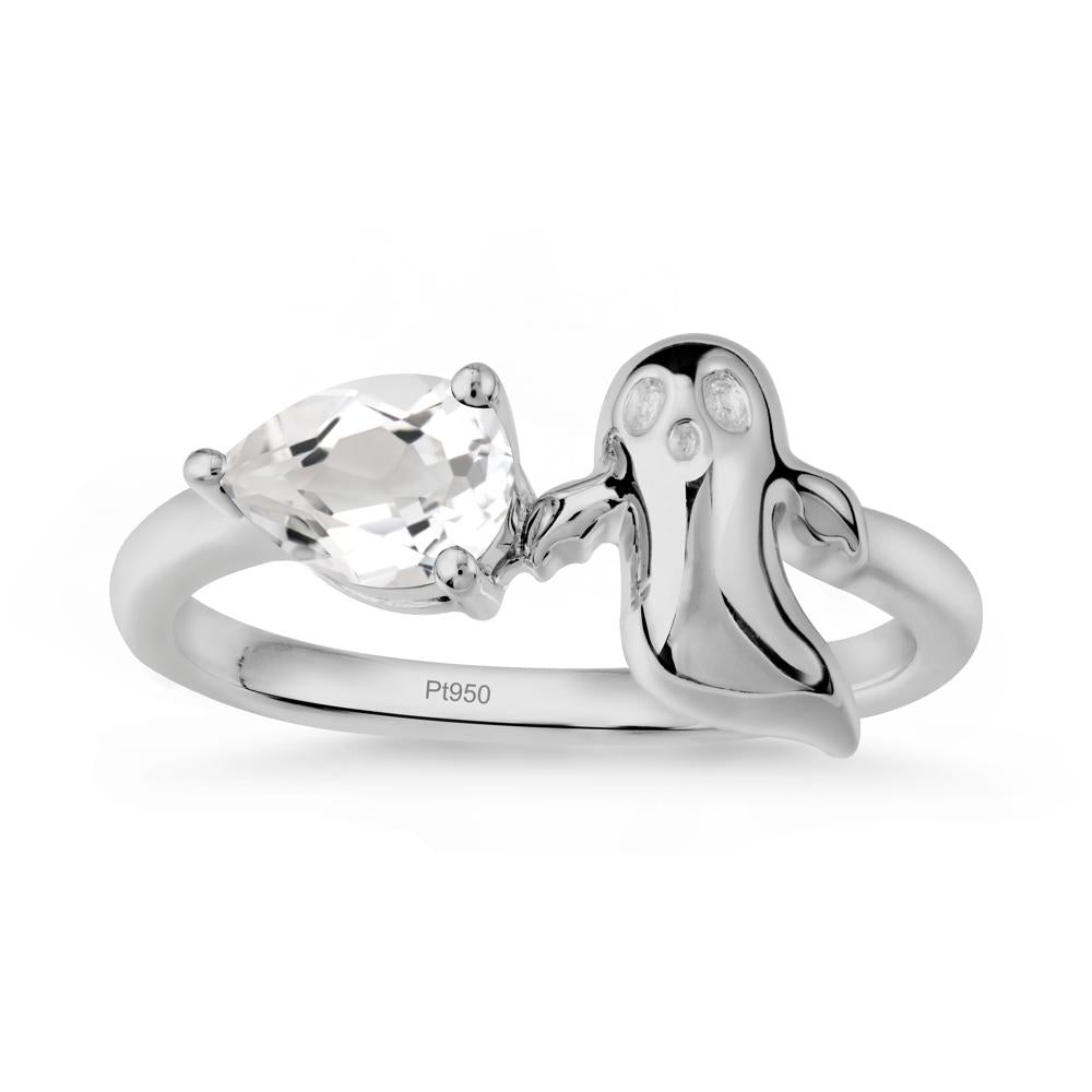 Pear Shapped White Topaz Gothic Ring - LUO Jewelry #metal_platinum