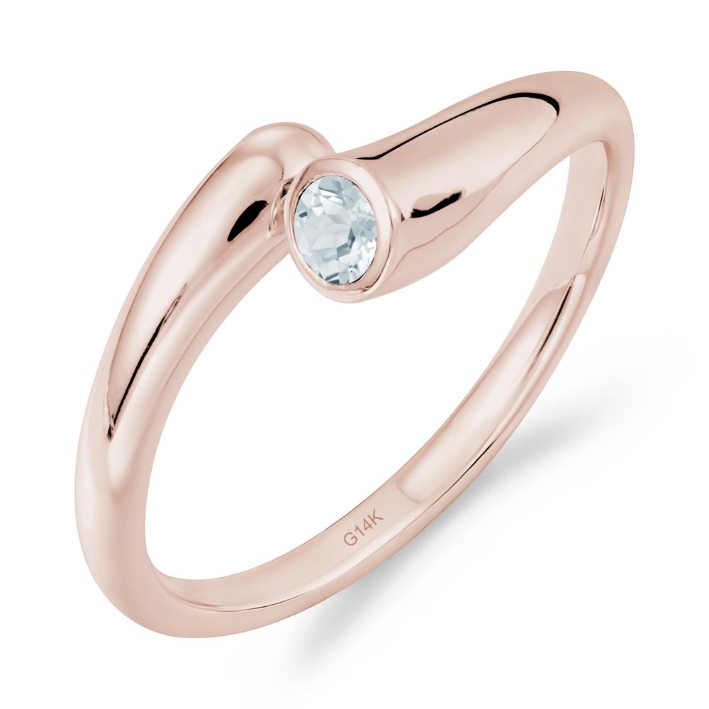 Minimalist Bypass Aquamarine Ring - LUO Jewelry #metal_14k rose gold