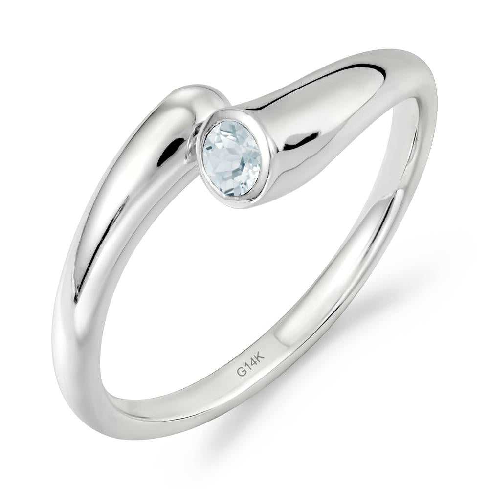 Minimalist Bypass Aquamarine Ring - LUO Jewelry #metal_14k white gold