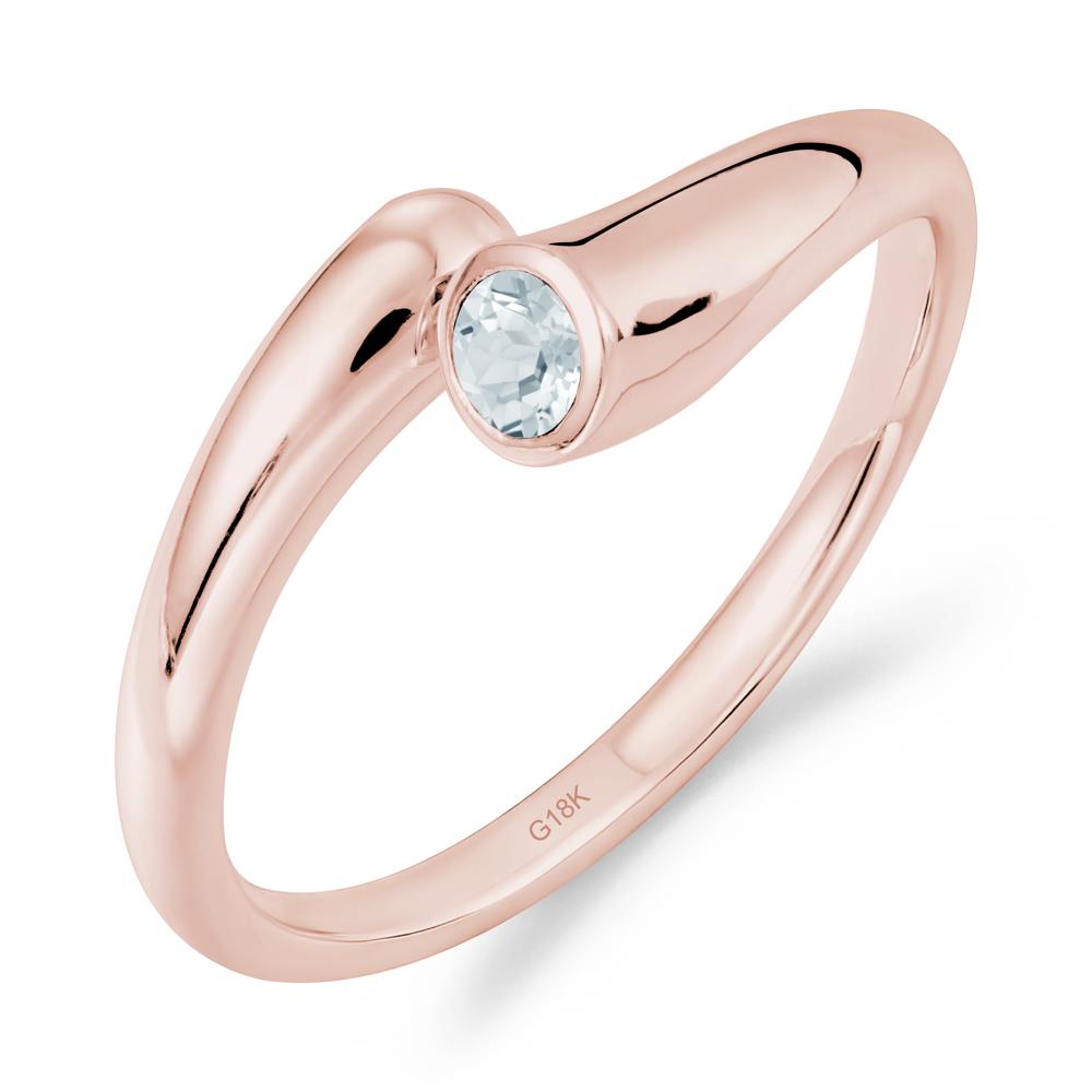 Minimalist Bypass Aquamarine Ring - LUO Jewelry #metal_18k rose gold