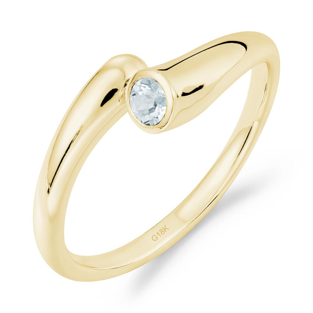 Minimalist Bypass Aquamarine Ring - LUO Jewelry #metal_18k yellow gold