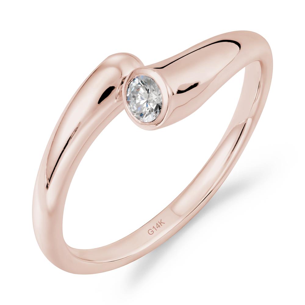 Simple Bypass Cubic Zirconia Ring - LUO Jewelry #metal_14k rose gold