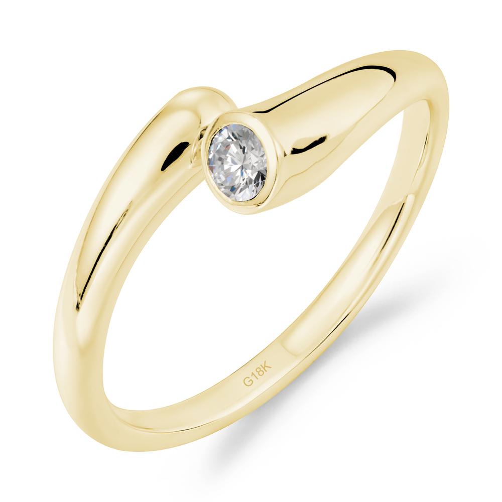 Simple Bypass Cubic Zirconia Ring - LUO Jewelry #metal_18k yellow gold