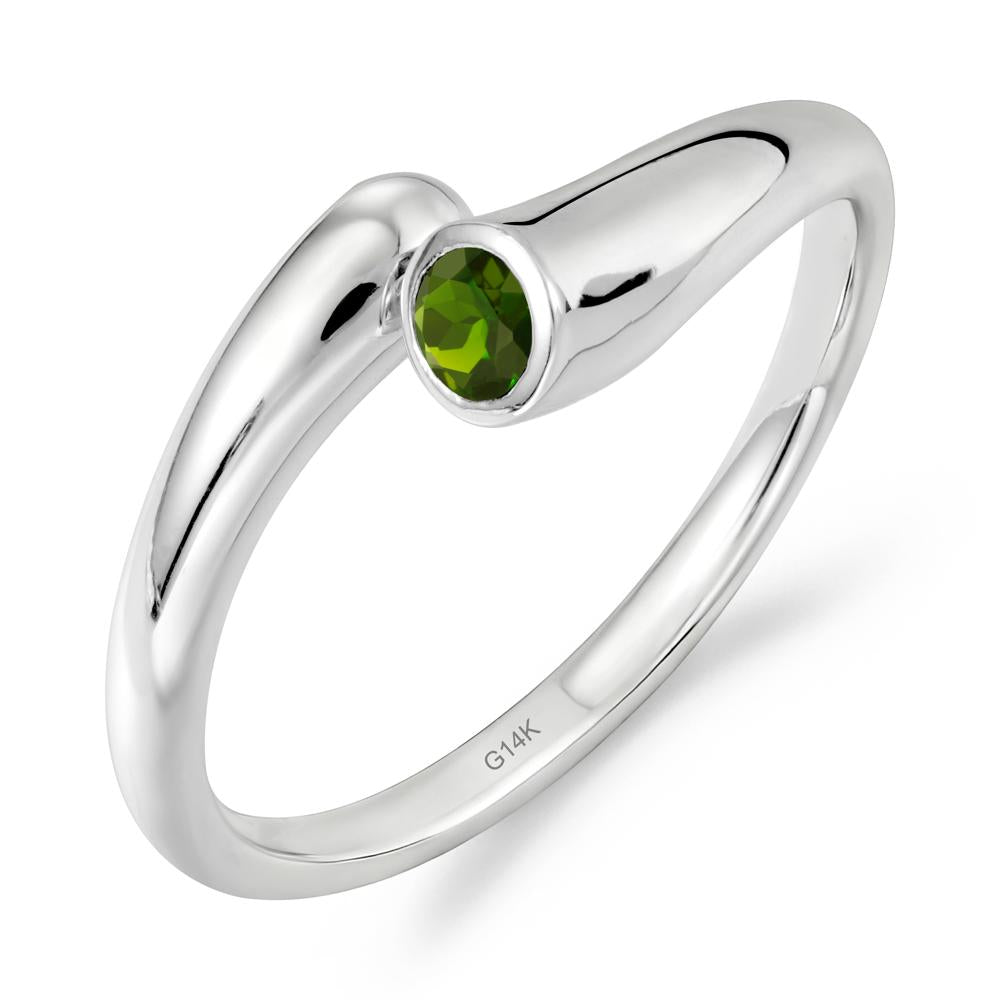 Minimalist Bypass Diopside Ring - LUO Jewelry #metal_14k white gold