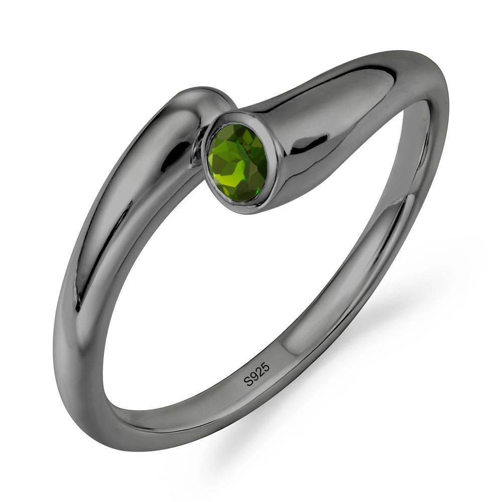 Minimalist Bypass Diopside Ring - LUO Jewelry #metal_black finish sterling silver