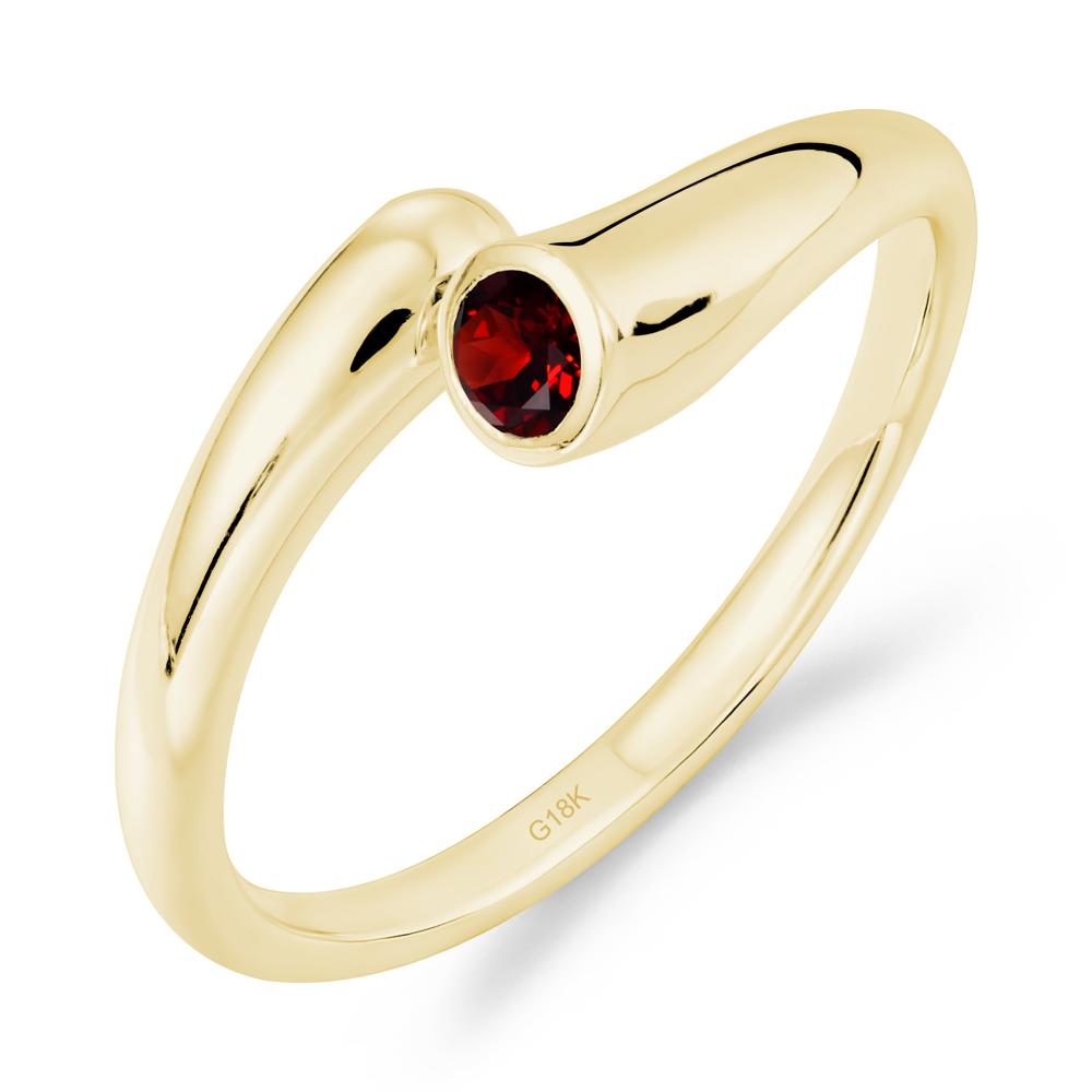 Simple Bypass Garnet Ring - LUO Jewelry #metal_18k yellow gold