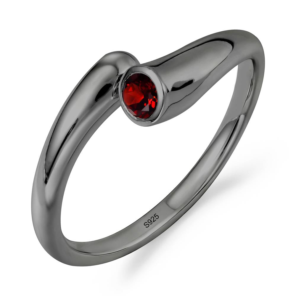 Simple Bypass Garnet Ring - LUO Jewelry #metal_black finish sterling silver