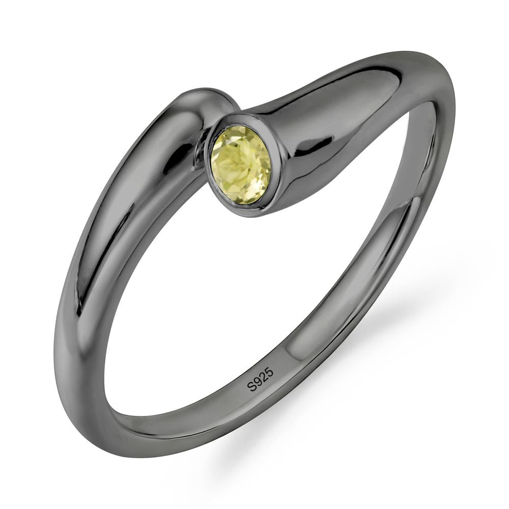 Minimalist Bypass Lemon Quartz Ring - LUO Jewelry #metal_black finish sterling silver