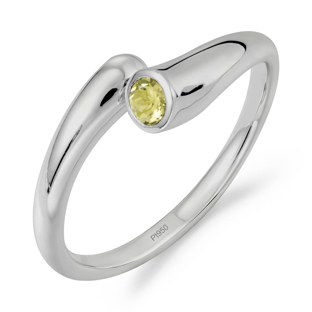 Minimalist Bypass Lemon Quartz Ring - LUO Jewelry #metal_platinum