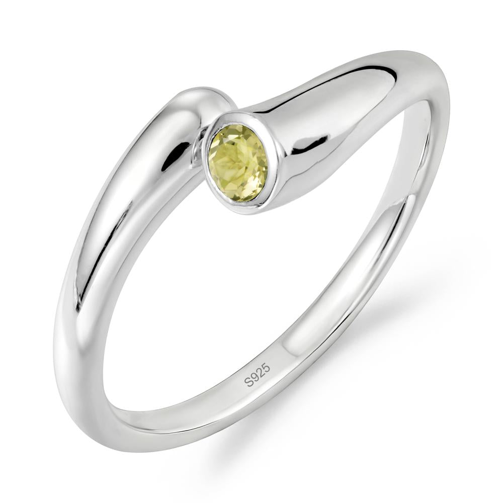 Minimalist Bypass Lemon Quartz Ring - LUO Jewelry #metal_sterling silver