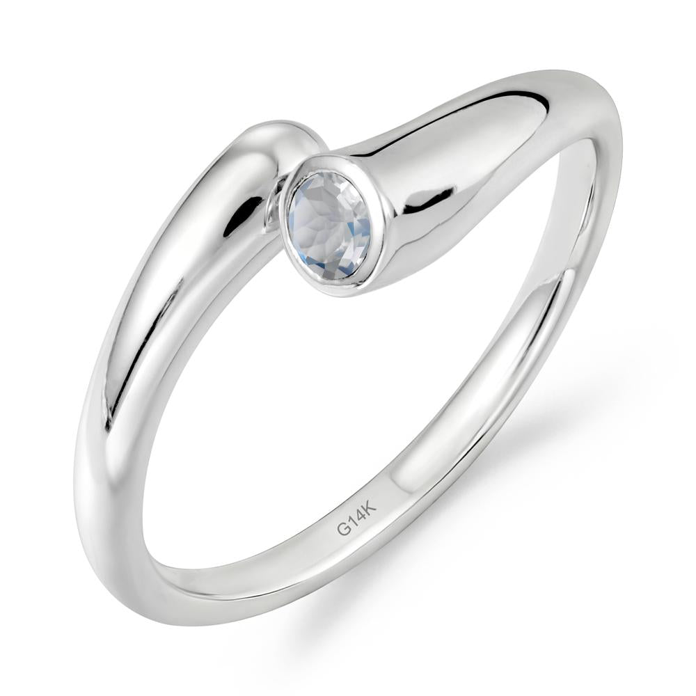 Minimalist Bypass Moonstone Ring - LUO Jewelry #metal_14k white gold