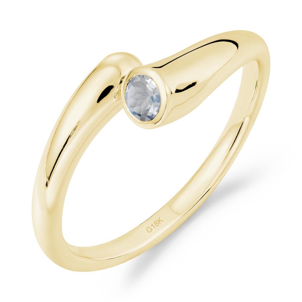 Minimalist Bypass Moonstone Ring - LUO Jewelry #metal_18k yellow gold