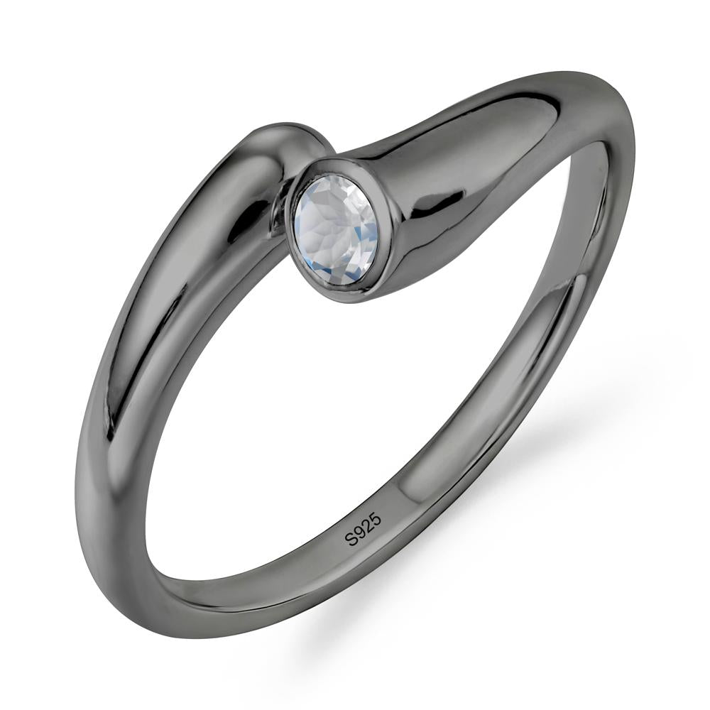 Minimalist Bypass Moonstone Ring - LUO Jewelry #metal_black finish sterling silver