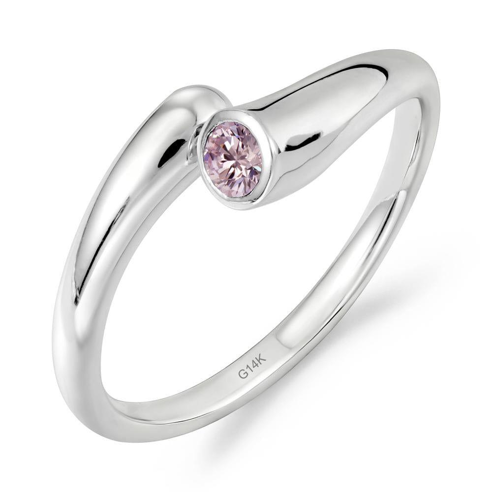 Simple Bypass Pink Cubic Zirconia Ring - LUO Jewelry #metal_14k white gold