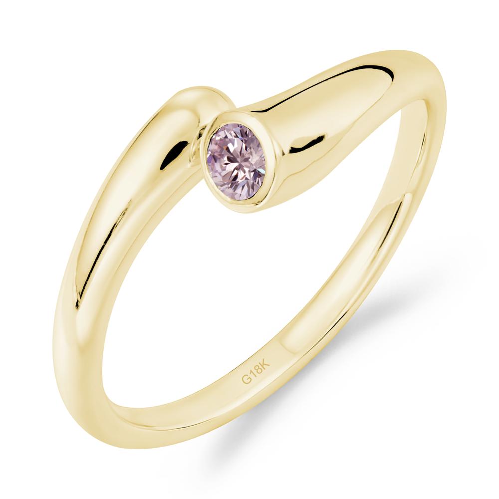 Simple Bypass Pink Cubic Zirconia Ring - LUO Jewelry #metal_18k yellow gold