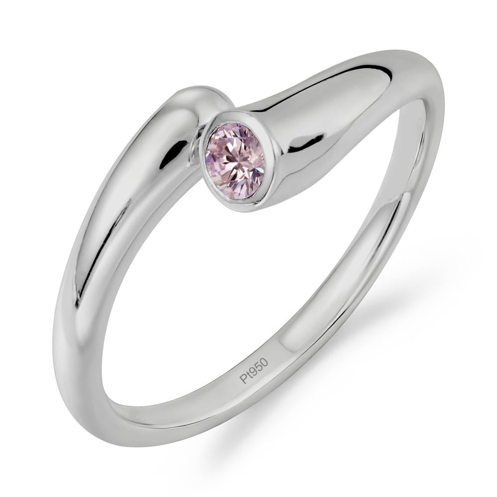 Simple Bypass Pink Cubic Zirconia Ring - LUO Jewelry #metal_platinum