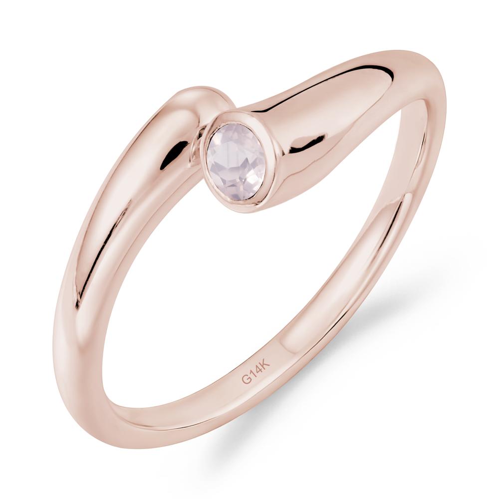 Minimalist Bypass Rose Quartz Ring - LUO Jewelry #metal_14k rose gold