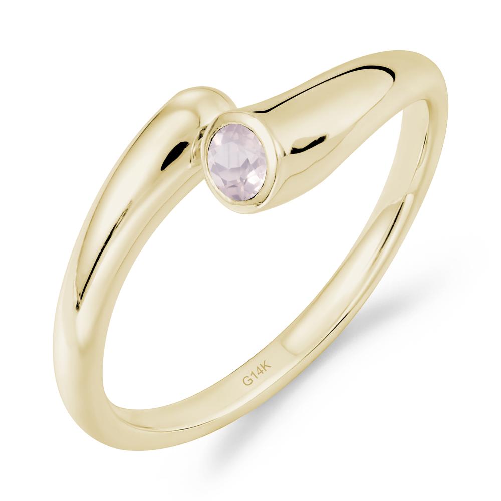 Minimalist Bypass Rose Quartz Ring - LUO Jewelry #metal_14k yellow gold