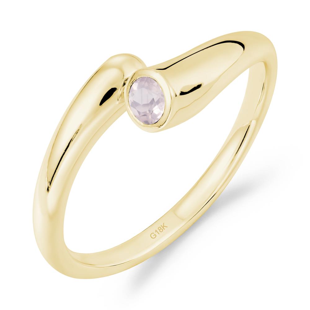 Minimalist Bypass Rose Quartz Ring - LUO Jewelry #metal_18k yellow gold