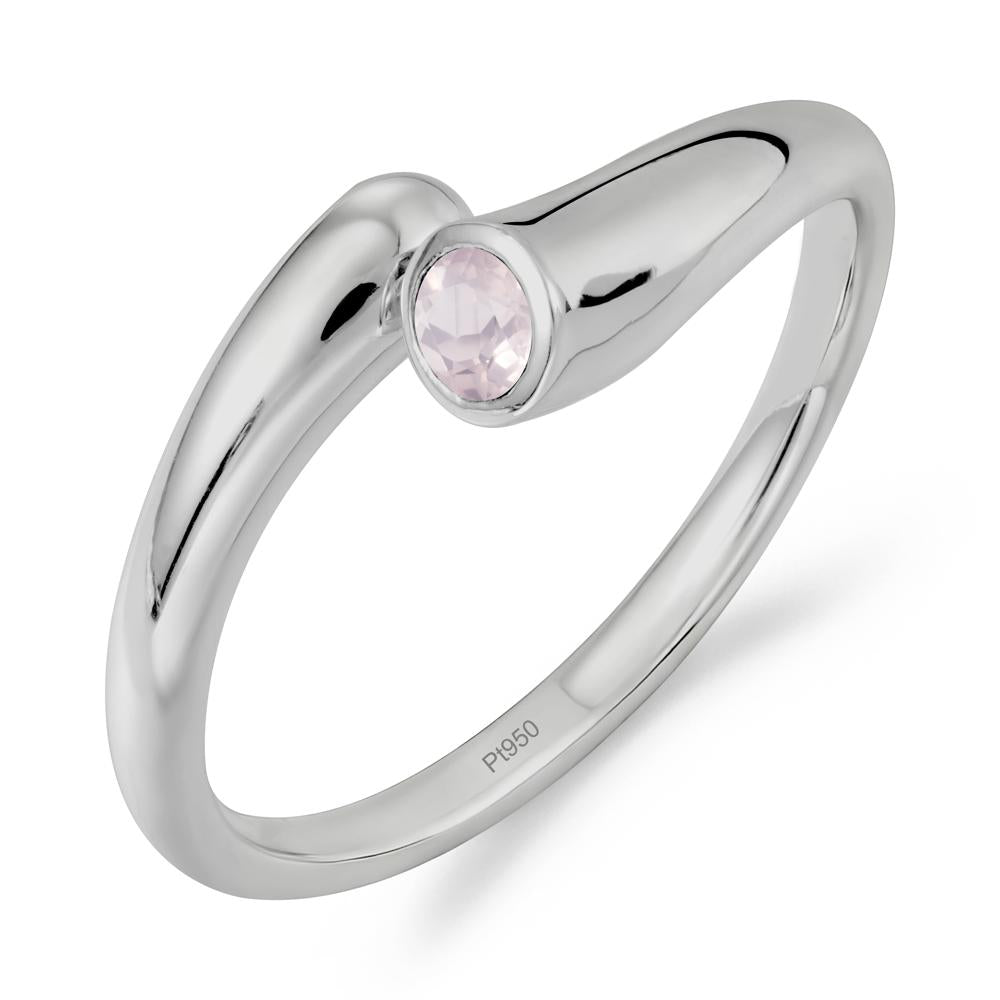 Minimalist Bypass Rose Quartz Ring - LUO Jewelry #metal_platinum