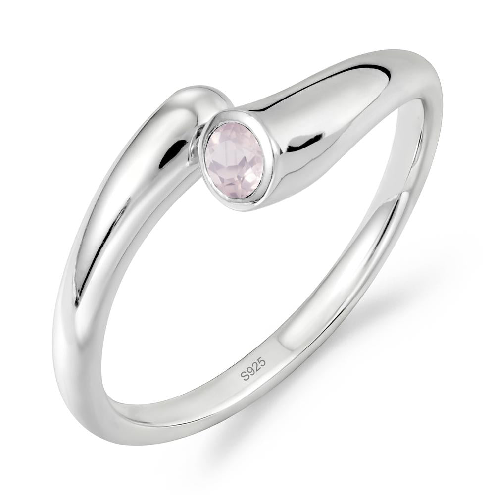 Minimalist Bypass Rose Quartz Ring - LUO Jewelry #metal_sterling silver