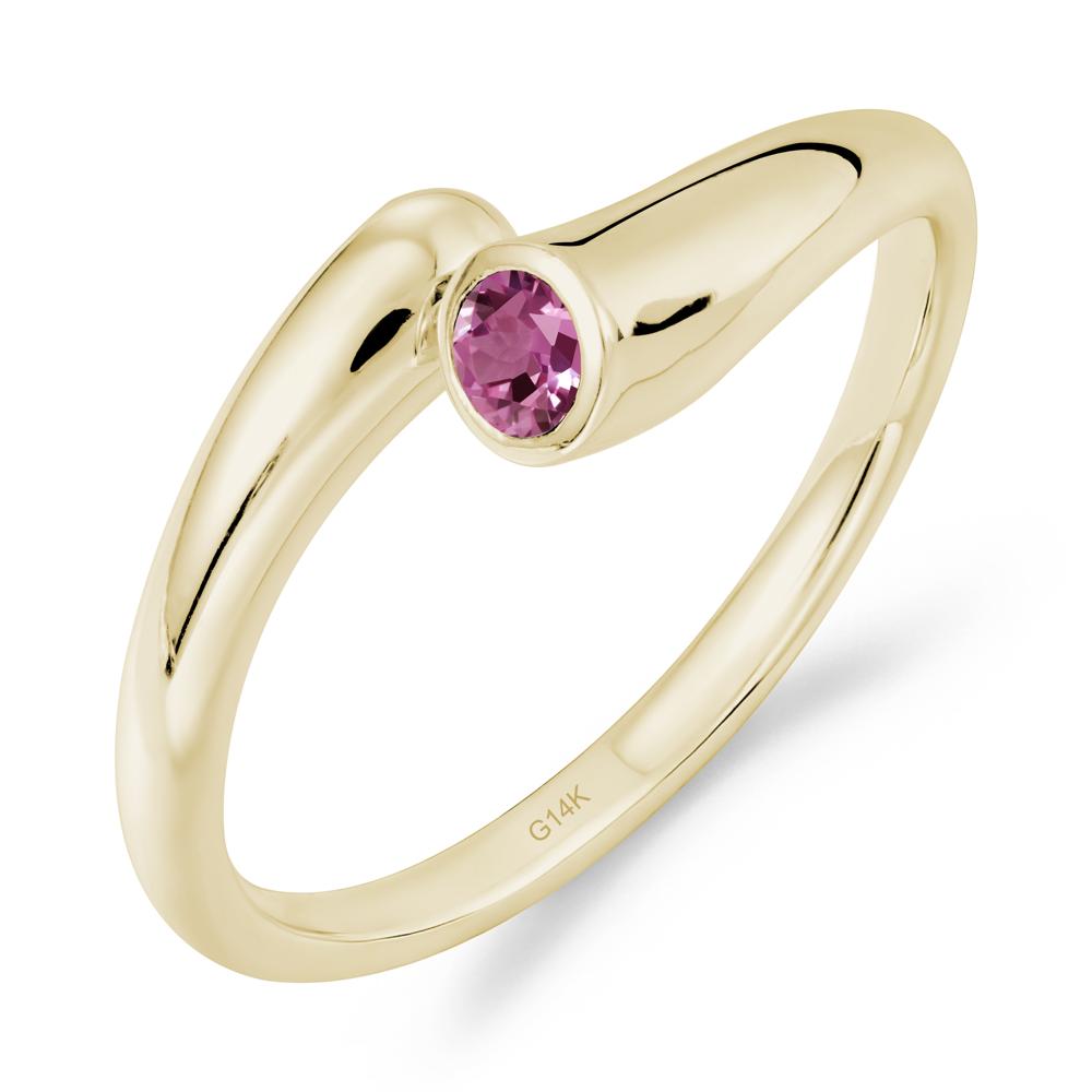 Simple Bypass Pink Sapphire Ring - LUO Jewelry #metal_14k yellow gold