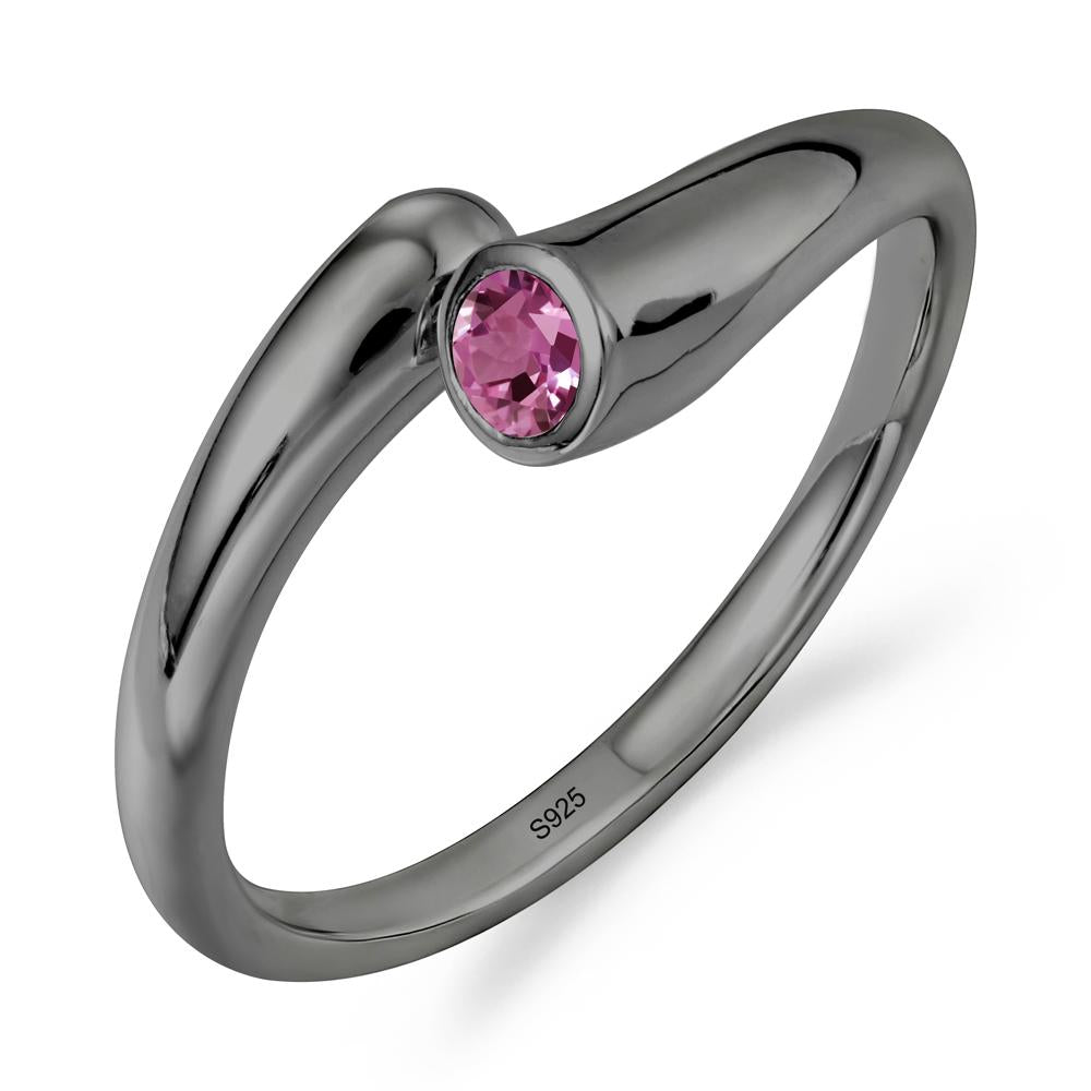 Simple Bypass Pink Sapphire Ring - LUO Jewelry #metal_black finish sterling silver