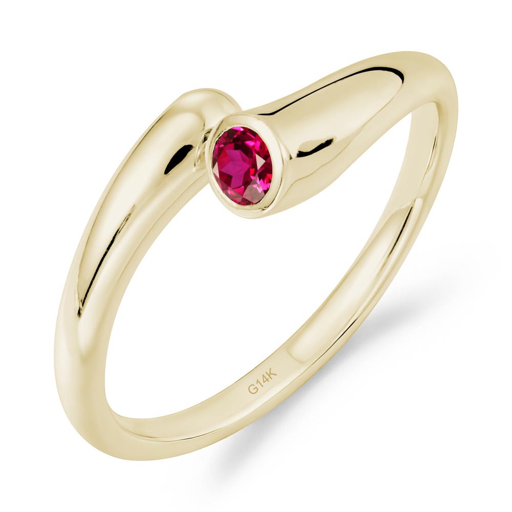 Minimalist Bypass Ruby Ring - LUO Jewelry #metal_14k yellow gold