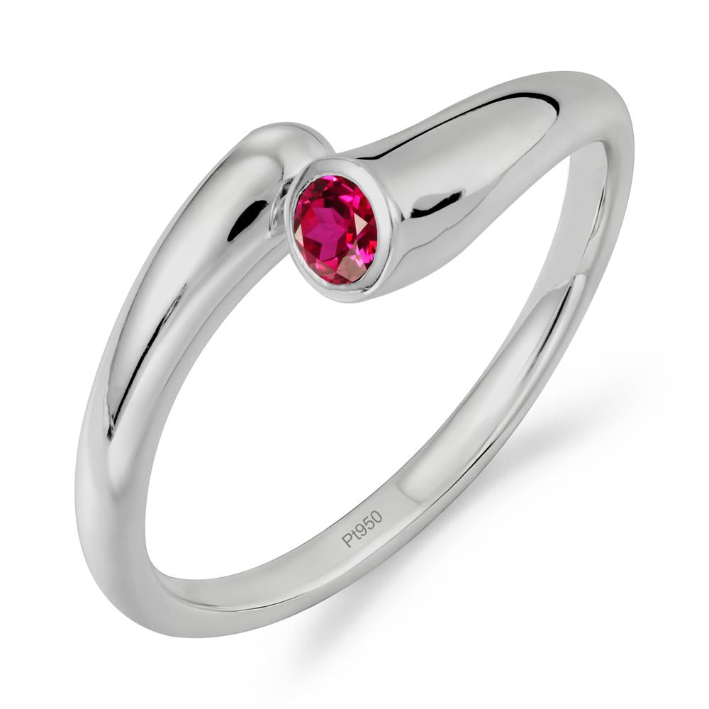 Minimalist Bypass Ruby Ring - LUO Jewelry #metal_platinum