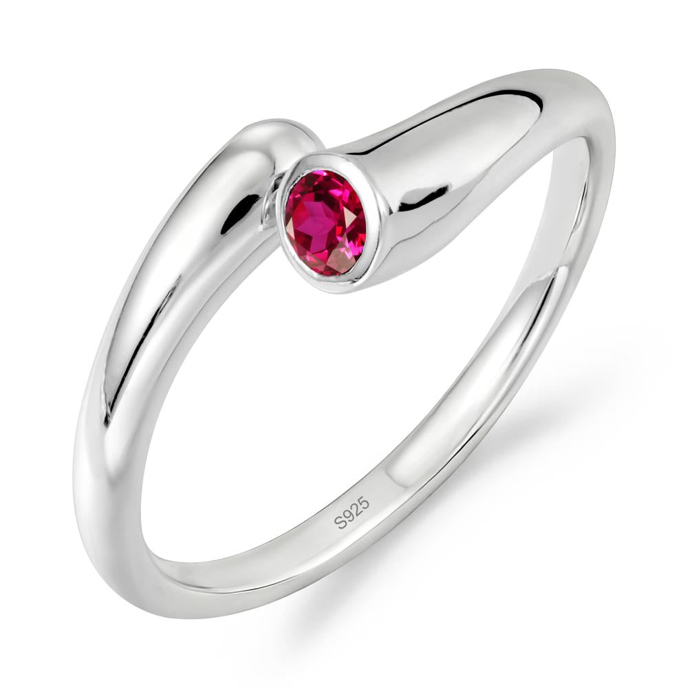 Minimalist Bypass Ruby Ring - LUO Jewelry #metal_sterling silver