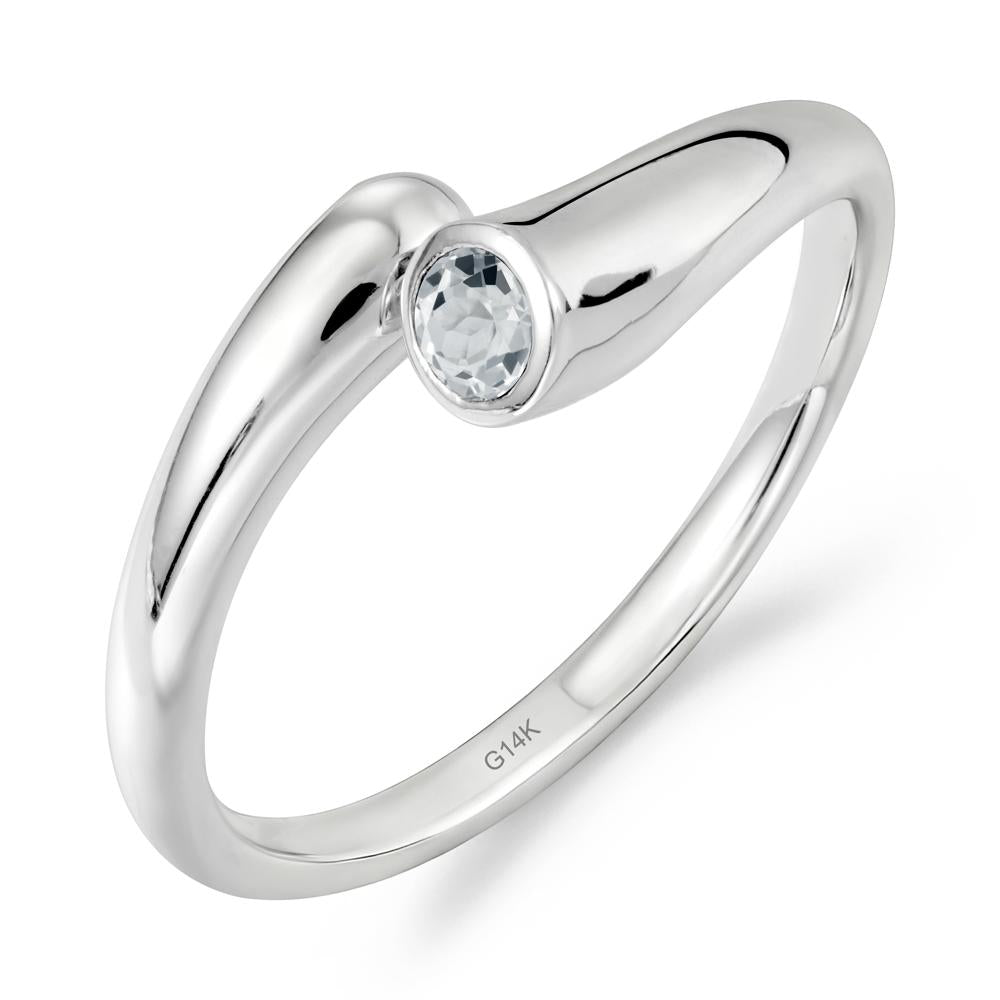 Simple Bypass White Topaz Ring - LUO Jewelry #metal_14k white gold