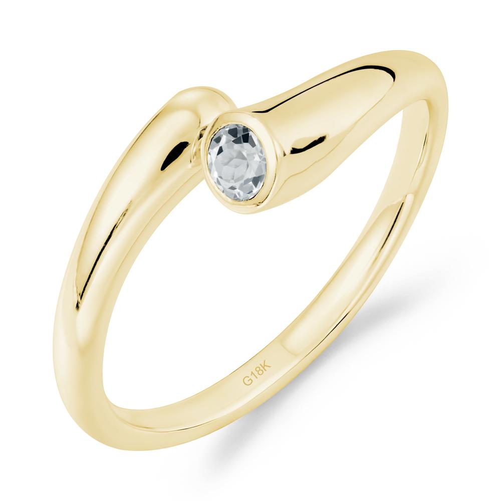 Simple Bypass White Topaz Ring - LUO Jewelry #metal_18k yellow gold