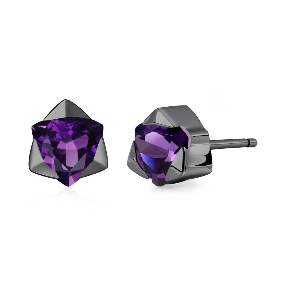 Amethyst Magen David Earrings - LUO Jewelry #metal_black finish sterling silver
