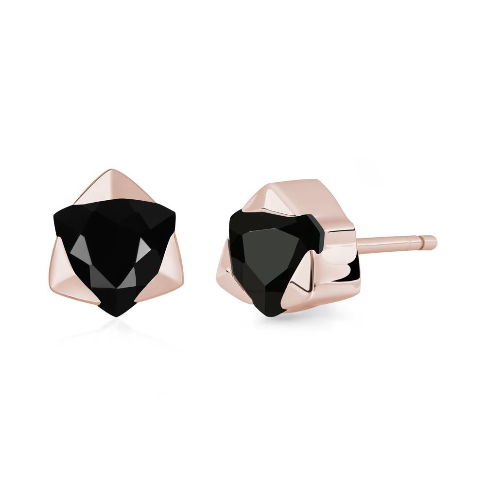 Bezel Set Black Spinel Earrings - LUO Jewelry #metal_14k rose gold