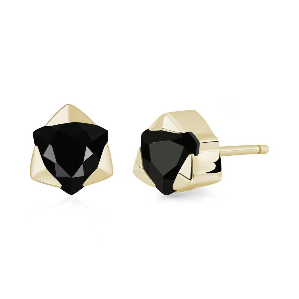 Bezel Set Black Spinel Earrings - LUO Jewelry #metal_14k yellow gold
