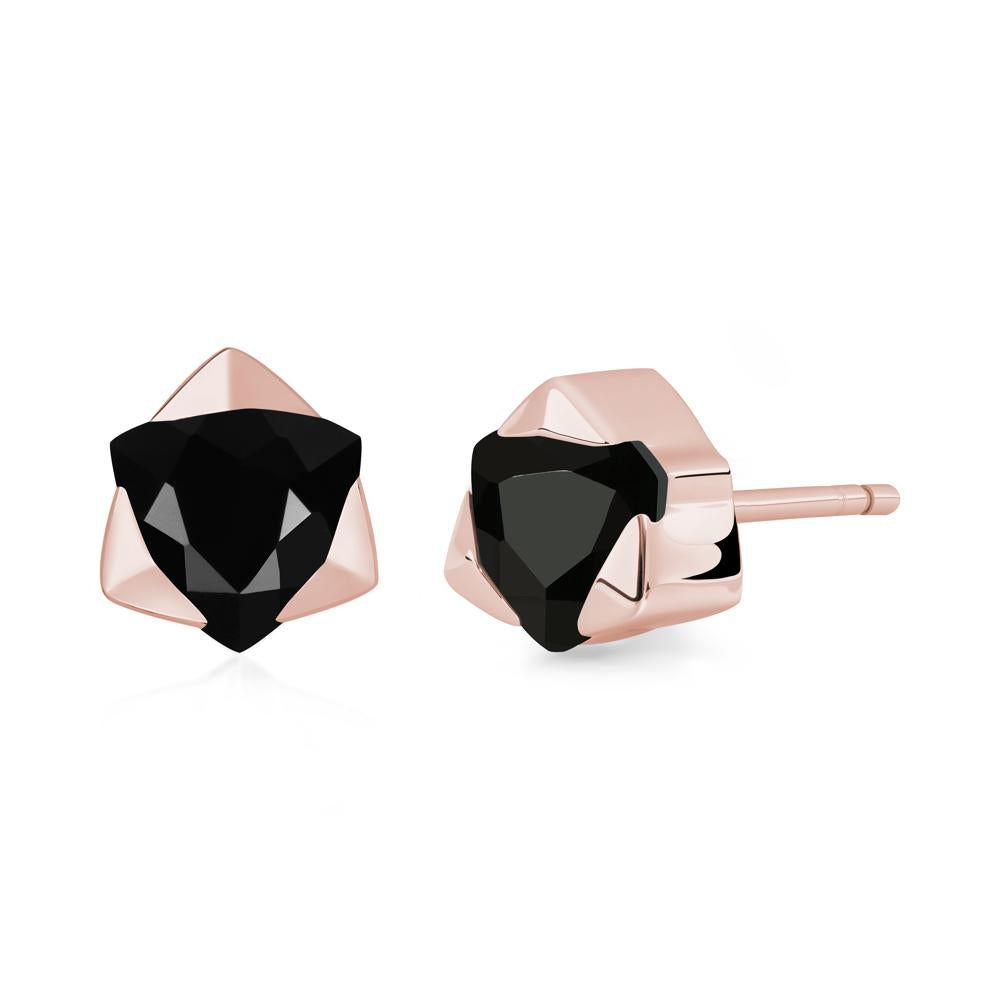 Bezel Set Black Spinel Earrings - LUO Jewelry #metal_18k rose gold