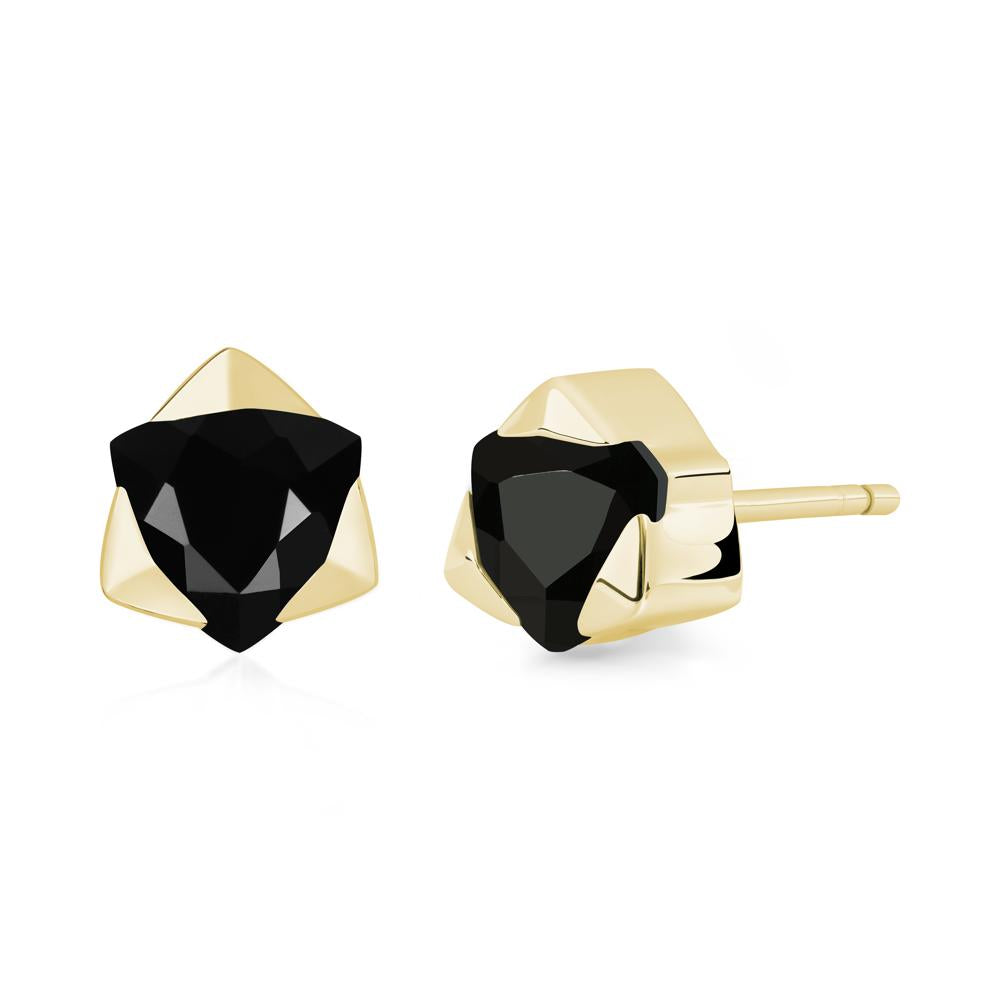 Bezel Set Black Spinel Earrings - LUO Jewelry #metal_18k yellow gold