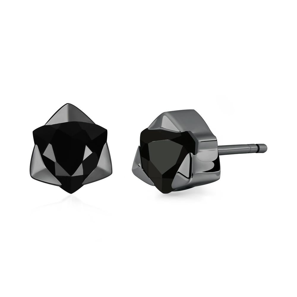 Bezel Set Black Spinel Earrings - LUO Jewelry #metal_black finish sterling silver