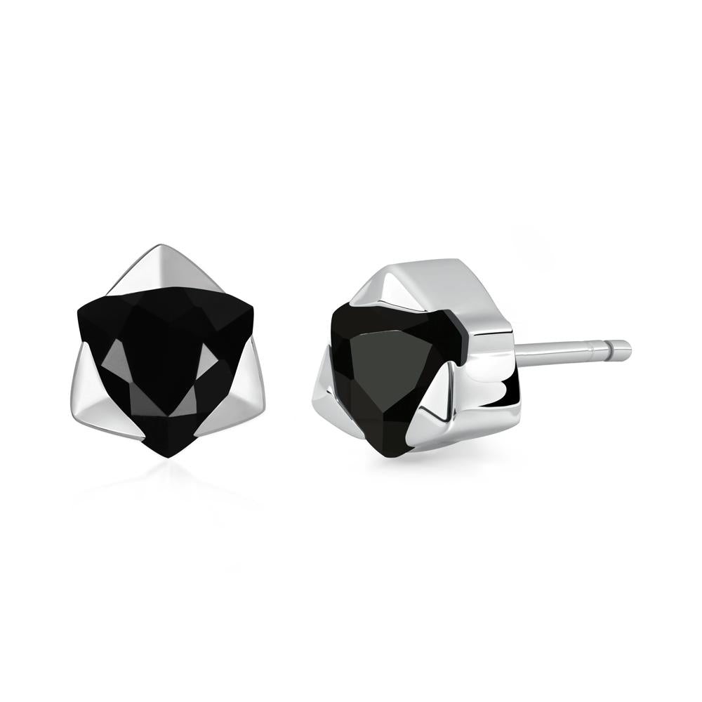 Bezel Set Black Spinel Earrings - LUO Jewelry #metal_sterling silver