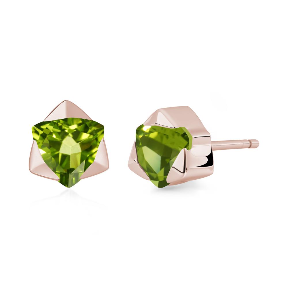 Bezel Set Peridot Earrings - LUO Jewelry #metal_14k rose gold