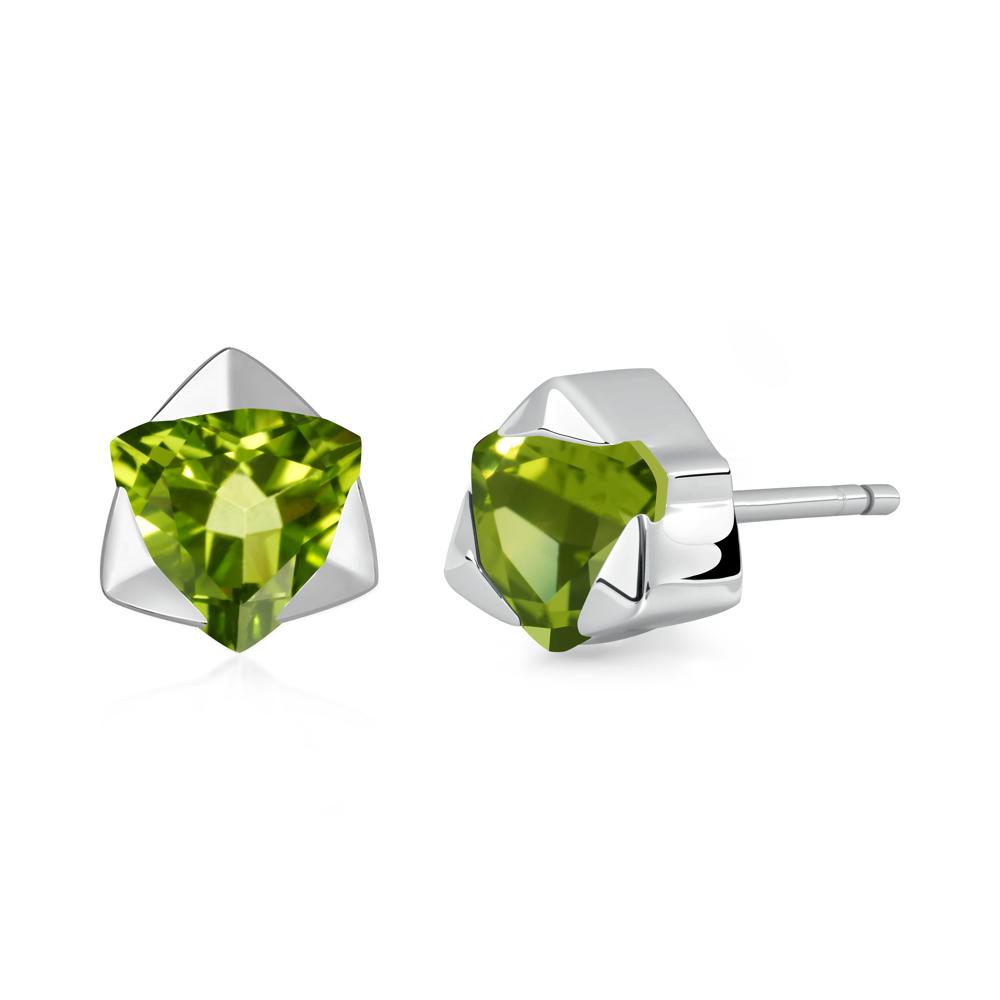 Bezel Set Peridot Earrings - LUO Jewelry #metal_14k white gold